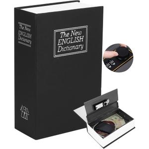 Book Safe With Combination Lock, ALLOMN Dictionary Hidden Safe with 3 Digit Combination Locks, Portable Safe, Book Safe Lock Box for Cash, Jewelry,Fireproof and Waterproof (Password Black, smell)