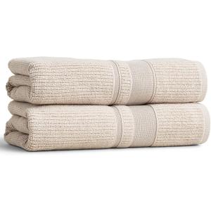 Preston Lane Douro Bath Towel Set 2 Pack Luxury Cotton Towels, Ultra Soft & Absorbent, Quick-Dry Spa-Quality Bathroom Towels, Made in Portugal, Clay 55 x 28