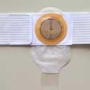 Ostomy Support Belt Hernia Abdominal Binder Stoma Band for Colostomy Patients Prevent Parastomal Hernia 2.76 inch Hole White (L)