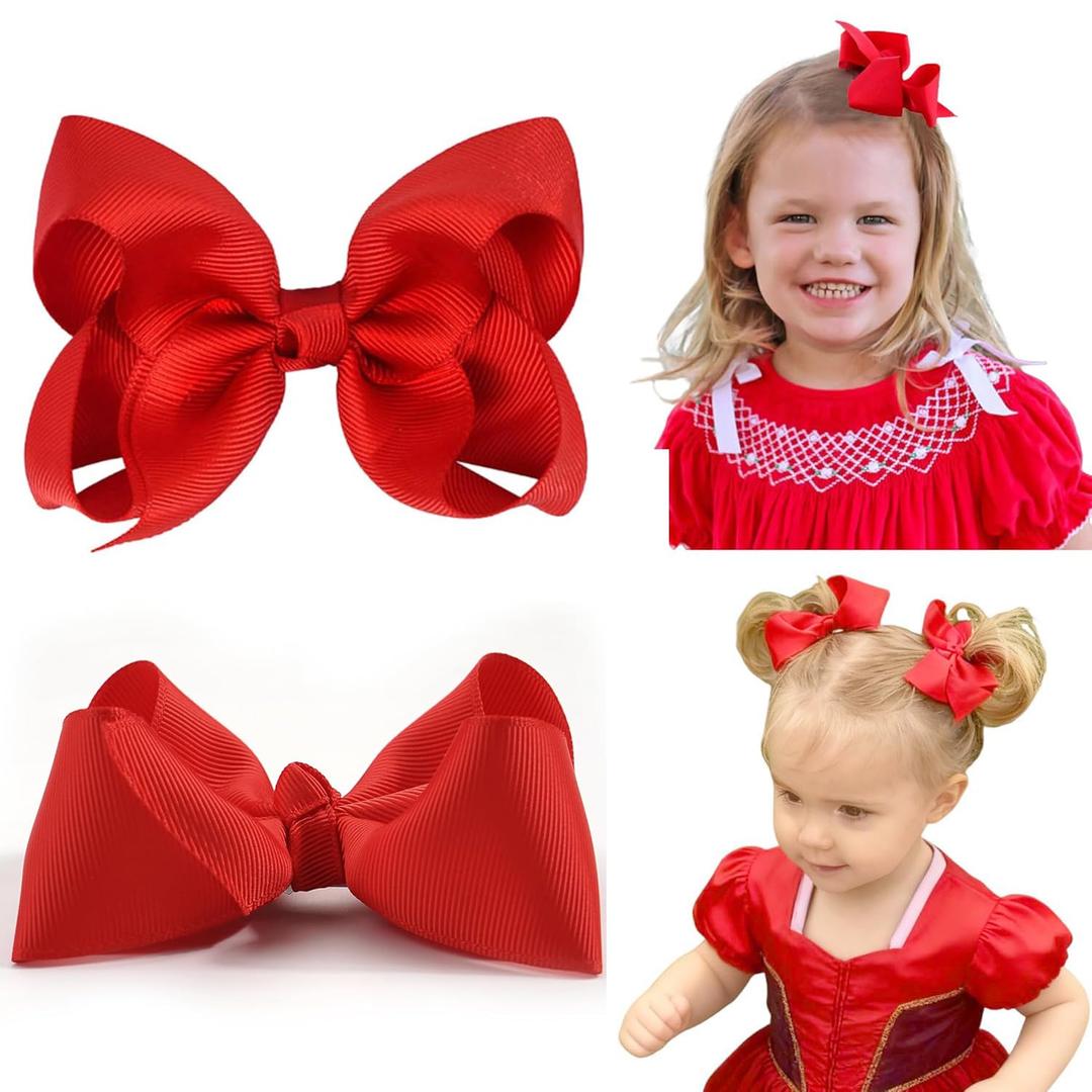 CLLOT 4.5" Hair Bows Alligator Clips Grosgrain Ribbon Girls Bows Hair Accessories for Girls Toddlers Kids and Teens