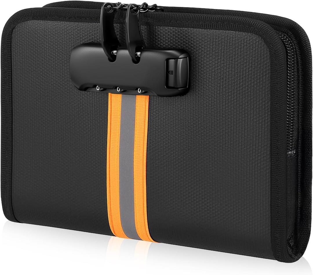 Fireproof Money Bag 8.3 x 5.9In, Money Bag with Lock and Zipper, Safe Fireproof Waterproof for Cash, Mobile Phones, Keys, Credit Cards