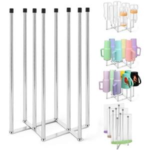 Palksky Foldable Bottle Drying Rack for Water Bottles & Cups - Stainless Steel Space Saving Dish Rack Holder Organizer for Kitchen Counter, Sink or Dishwasher