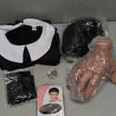 Yuiui 6pcs Girls Halloween Costume Girls Black Dress Long Sleeve with Wig Necklace Sock, 120