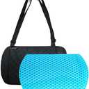 Lumbar Pillow Gel Support Pillow Back Cushion - Help in Relieving Back Pain & Sciatica Pain for Car Seat Home Office Chairs, Breathable Back Support Cushion Travel Pillow with Adjustable Straps (Blue)