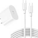 20W USB C Fast Charger for iPad Pro 13/12.9/11 inch 2024/22/21/18, iPad 10th Generation, 2025 iPad 11 inch, iPad Air 11/13 inch/5/4th, iPad mini 7/6th, PD Block with 10ft USB C to C Charging Cable