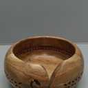 SAMHITA Acacia Wood Yarn Bowl Holder |Hand Carved Yarn Bowls for DIY Knitting Crocheting Accessories (7" x 7" x 4")