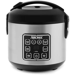 AROMA Digital Rice Cooker, 4-Cup (Uncooked) / 8-Cup (Cooked), Steamer, Grain Cooker, Multicooker, 2 Qt, Stainless Steel Exterior, ARC-914SBD
