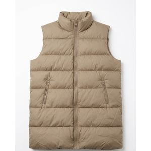 Beige unbranded women's long hooded puffer vest 3XL