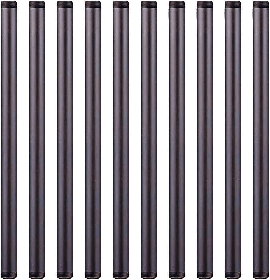 3/4 x 18  Black Malleable Steel Nipples Fitting, 3/4 Inches Threaded Pipe Nipples, DIY Steampunk Industrial Vintage Style, 10 Pack.