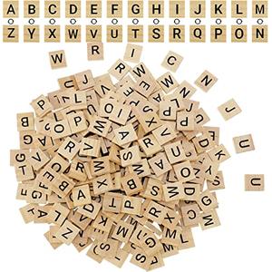 Qunclay 260 Pcs Wood Letter Tiles Wooden Tiles DIY Wooden Letters Double A-Z Capital for Crafts, Pendants, Spelling, Christmas Holiday Crafts DIY Alphabet Game Gift Decoration Making Alphabet Coasters