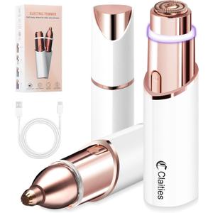 Facial Hair Remover for Women- 2-in-1 as Seen on TV Painless Face Shaver -Mini Hair Remover, Electric Razor Shaver Portable Bikini Epilator for Lips, Chin, Armpit, Peach Fuzz,Neck, Cheek