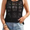 Women's Crochet Tank Tops Summer Knit Sweater Vest Hollow Out Sleeveless Boho Top, XL