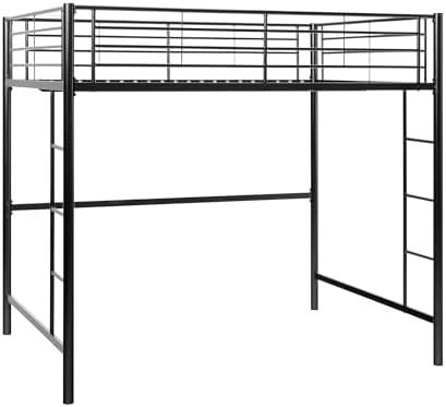 Metal Single Bunk Bed, Single Size, Black, Twin