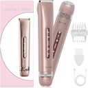 Bikini Trimmer for Women - 2025 New 2-in-1 Dual-Head Electric ShaverRechargeable Professional Painless Electric Razors, IPX7 Waterproof Body Hair Trimmer & Facial Hair Remover for Wet & Dry (Gold Rose)
