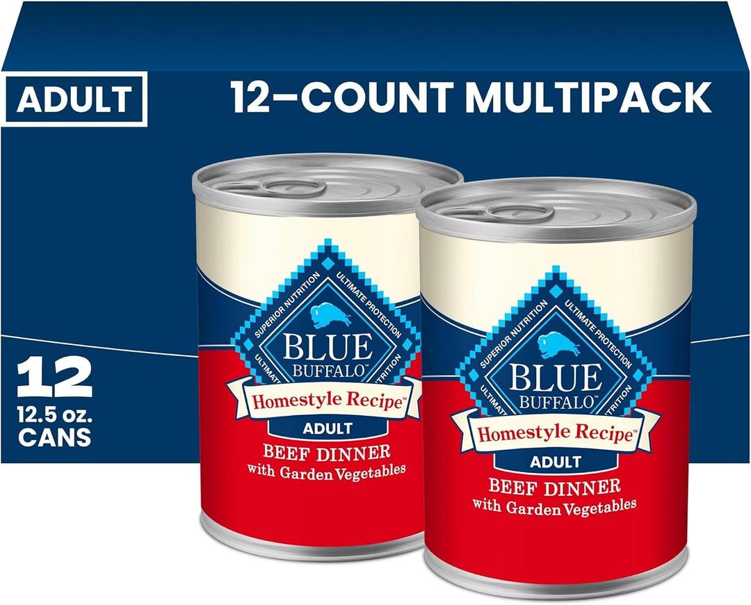 Blue Buffalo Homestyle Recipe Beef Adult Wet Dog Food, 12.5 oz, 12 ct, Best By: 2026 AUG 04