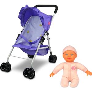 Baby Doll Collection Anivia Doll Stroller Heart Design Gifts for Toddlers and Girls Foldable Doll Stroller (Purple)