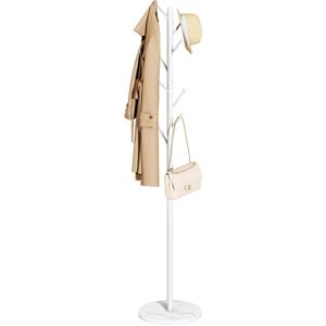 Yoobure Coat Rack Freestanding with Natural Marble Base - Coat Tree with 8 Hooks Heavy Duty Coat Hanger Stand, Metal Coat Rack Stand for Jacket, Hat, Clothes & Bag, Hall Tree Hat Rack for Entryway (White)