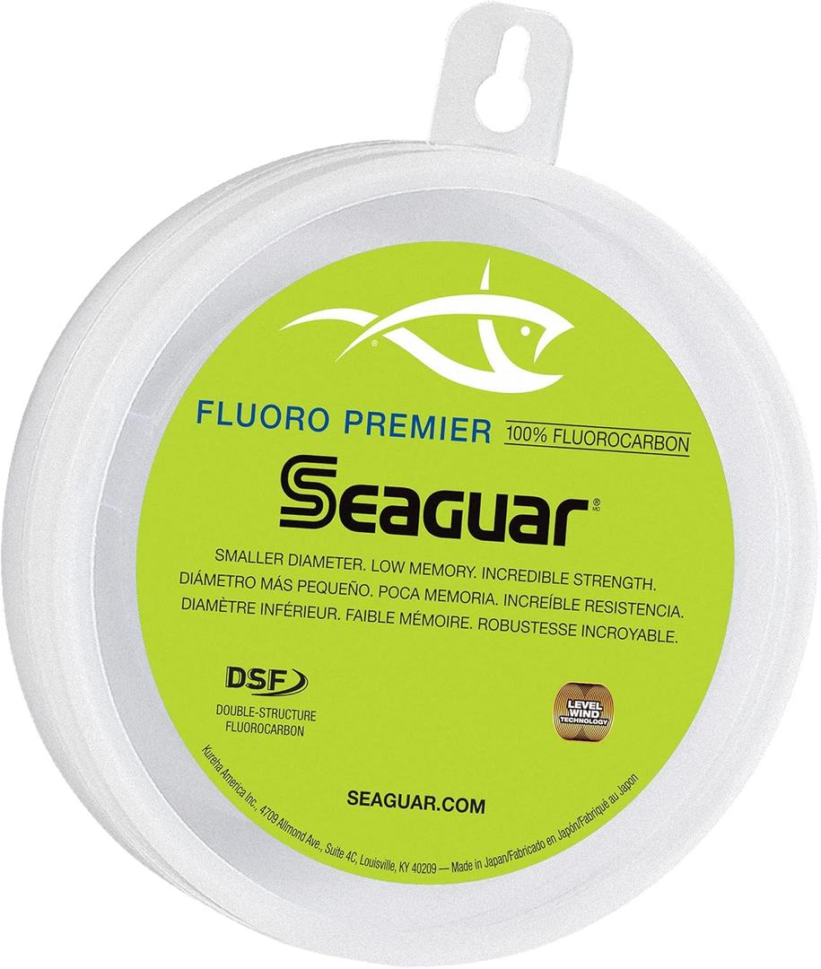 Seaguar Fluoro Premier Saltwater Fishing Line Shock Leader, 100% Fluorocarbon, Multiple Sizes (60lbs/50yds, Clear)