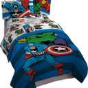 Jay Franco Marvel Avengers Comics Good Guys 5 Piece Full Bed Set, Blue