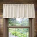 Valea Home Kitchen Valances for Windows, Faux Linen Valance Rod Pocket, Rustic Farmhouse Curtain Valances 18 inch Length for Bathroom Living Room, Natural, 1 Panel