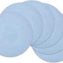 SHACOS Round Braided Placemats Set of 6 Round Table Mats for Dining Tables 15 inch (Light Blue, 6)