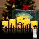 Christmas Decorations Indoor Outdoor - Nativity Set, Nativity Scene Candles with Remote Timer, Holiday Home Table Mantel Decor Centerpieces, Religious Gifts for Christians women, Flameless, Waterproof