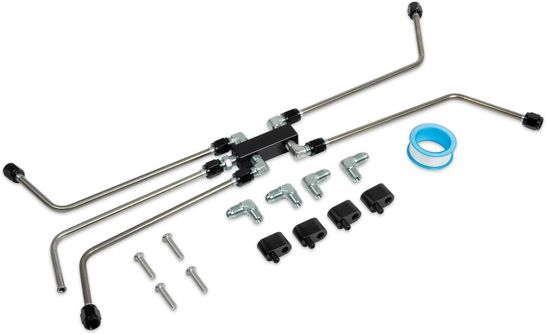 LS Steam Vent Kit 4 Corner Coolant Crossover Set for GM LS Series Engines LS1 LS2 LS3 LS6 LS7 LSX LM7 LQ4 LQ9, Stainless Steel Lines & CNC Aluminum Manifolds, LS Swap Cooling System Upgrade
