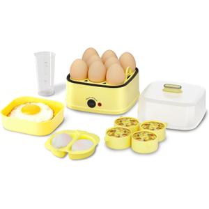 8-in-1 Electric Egg Cooker, Rapid Egg Boiler for Hard, Soft & Poached Eggs, Egg Bite Maker, Auto Shut-Off, 8 Egg Capacity, Breakfast Maker for Meal Prep, Apartment, Office, Dishwasher Safe