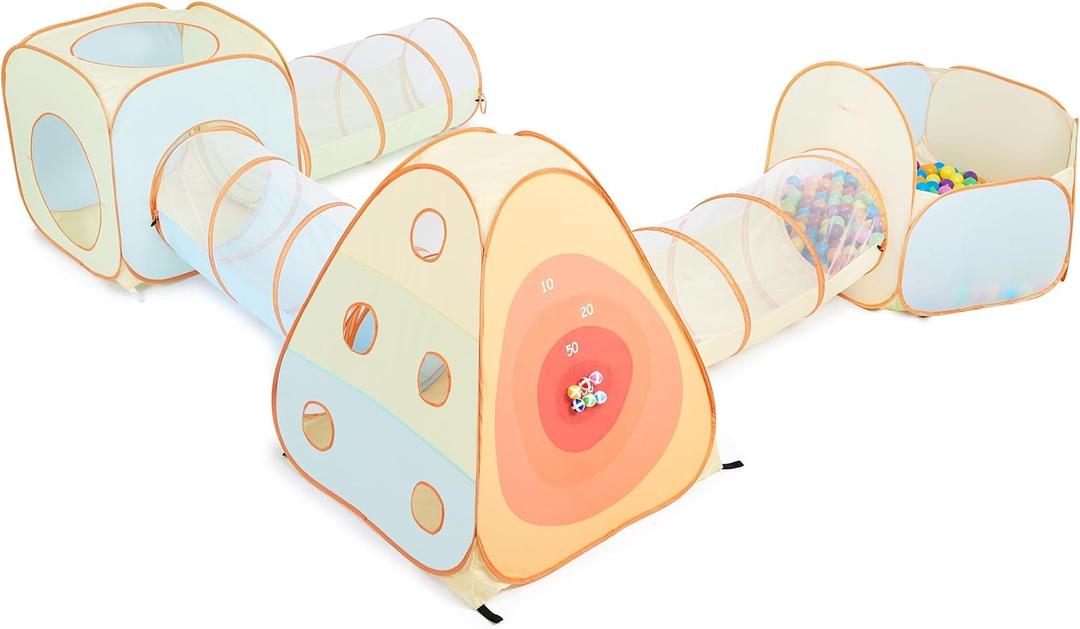 UTEX 3 in 1 Pop Up Play Tent with Tunnel, Ball Pit for Kids, Boys, Girls, Babies and Toddlers, Indoor/Outdoor Playhouse (6 in 1 with Ball Pit and Square Tent)