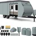 Kohree Travel Trailer Cover 20-22 ft with 8 Enlarged Vents, Sturdy & Waterproof & Anti-UV RV Camper Cover Kit with Front & Back Sign for All Weather Protection