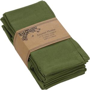 ACCENTHOME Accent Home 100% Cotton Napkins, Delicate Cloth Napkins for Dinners, Parties and Weddings18 x 18 Inch Set of 12 - Olive Green