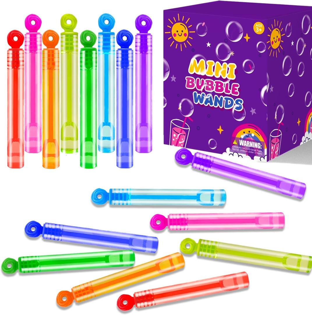 Valentines Day Party Goodie Bag Stuffer Fillers for Kids, 32 Pack Mini Bubble Wand Toys Gifts for Toddlers, Small Basket Birthday Party Favor Supplies, Classroom School Stuff Prize Treats Non Candy