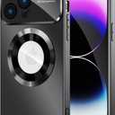 Magnetic for iPhone 14 Pro Max Case, Compatible with MagSafe, Built-in Camera Lens Protector, Logo View, Military Grade Drop Proof Phone Case Cover, Black