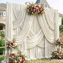 20ftx12ft Beige Backdrop Curtains for Parties, Wrinkle Free Polyester Beige Photo Backdrop Drapes 4 Panels 12 ft Long Back Drop Cloth for Wedding Birthday Photography Background
