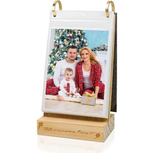 ZEEYUAN 4X6 Flip Photo Album Stand on Desktop 60 Pockets, Vertical 4x6 Desk Photo Album Double sides, Photo Gifts for Thanksgiving Christmas