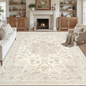 8x10 Area Rugs Living Room: Bedroom Washable Carpet Beige White