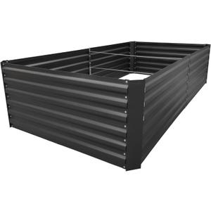 8x4x2FT Metal Raised Garden Bed Kit, Galvanized Outdoor Garden Bed Planter Box for Vegetables, Flowers, Herbs, Succulents and More, Black