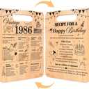 40th Birthday Gifts for Women Men, 40 Year Old Vintage 1986 Double Sided Cutting Board Present, Recipe for a Happy Birthday Cutting Board for Her Him