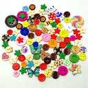 15 Pack Wooden Button 2 Holes Button for Sewing Crafts DIY Works Decoration (Mixed Color)