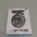 BESKAR Portable Clip on Fan Rechargeable, 4 Speeds Small Battery Operated Fan, USB Desk Fan with Strong Airflow, Sturdy Clamp for Golf Cart Office Outdoor Travel Camping (Full Black)