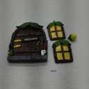 Miniature Fairy Garden Accessories Fairy Door and Windows for Trees, Glow in The Dark Yard Garden Sculpture Lawn Ornament Mini Garden Art Outdoor Decor Accessories with Lantern