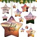 Syhood 12 Pcs Christian Christmas Ornament 12 Styles Bible Verse Christmas Ceramic Ornament Religious Ornaments Star Shaped Hanging Ornaments for Xmas Tree Church Member Gift