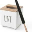 Lint Bin for Laundry Room, Farmhouse Lint Box, Wooden Lint Holder with Lid, Lint Container for Laundry Room Decor, Dryer Lint Trash Can for Laundry Accessory Organization