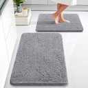 OLANLY Bathroom Rugs Sets 2 Piece, Soft Absorbent Chenille Bath Mats Area Rug Set, Non-Slip, Quick Dry, Machine Washable Bath Mats for Bathroom, Home Decor Accessories (30"x20"+24"x16", Grey)
