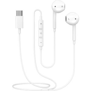 USB C Earbuds Wired for iPhone 17 16 15, Type C Headphones Earphones with Microphone & Remote Noise Cancelling Ear Buds Compatible for iPhone 17 16 15 Pro Max, iPad Pro, Galaxy S26 S25 S24, Pixel 9 8