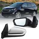 Left Driver Side Mirror Assembly Fits 2018 2019 2020 2021 2022 2023 2024 Chevy Equinox with Power Glass Heated Manual Folding Non blind Spot Match Chrome Replace 84225382(5Pins) (L-5Pins)