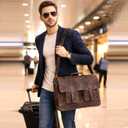 cuero Retro Brown Laptop Messenger Bag Office Briefcase Crossbody Travel Bag For Men And Women Bag Office Laptop Bag