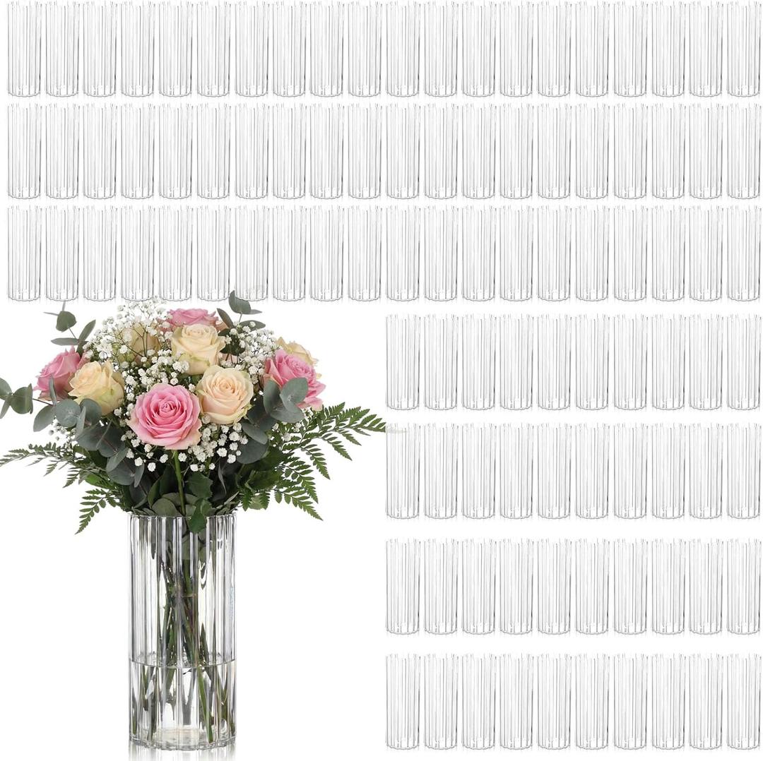 100 Pcs Fall Wedding Plastic Bud Vase Bulk, 2 * 5.5inch, Smooth
Small Flower Vases for Centerpieces Wedding Table Decor, Banquet Formal Dinners Parties, Home Office Ornaments Bulk