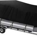 NEVERLAND Trailerable Boat Cover Waterproof Heavy Duty Marine Grade Polyester Canvas Fits Pontoon/Deck Boats (Boat Length 21-24ft, Beam Width up to 104", Black)