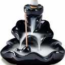 Waterfall Incense Burner, Lotus Backflow Incense Holder Ceramic Censer Cones Sticks Porcelain Holder with 10 Free Mixed Aromatherapy Cones